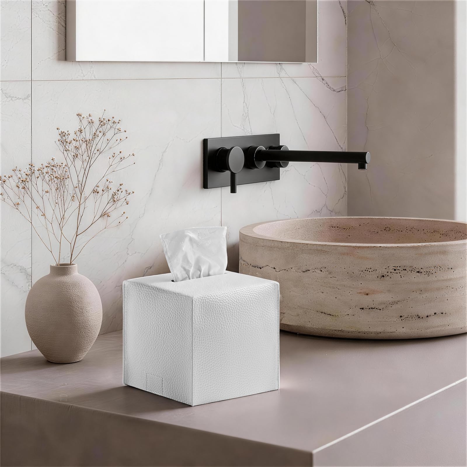 Leather Tissue Box Cover - Elegant Bathroom Decor -6 Leather Tissue Box Cover - Elegant Bathroom Decor -6