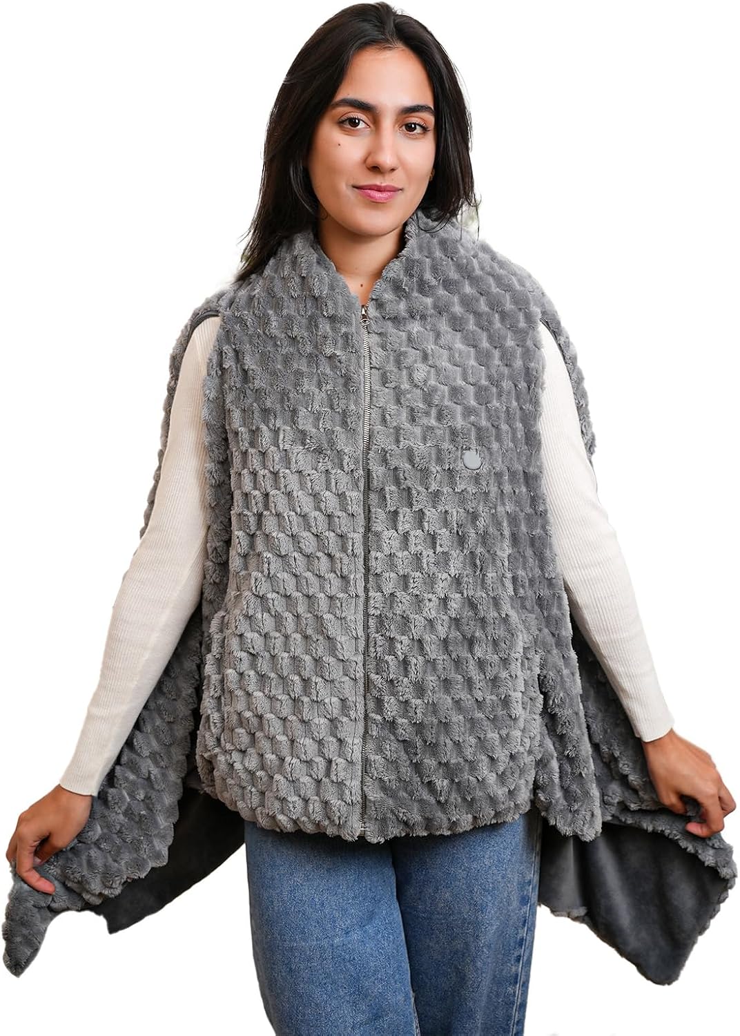 Portable Heated Blanket heated shawl Dual-Side Fast Heating Tech 3-in-1 Heated Vest, Machine Washable Car & Home Winter Essential Gift - Battery not Include