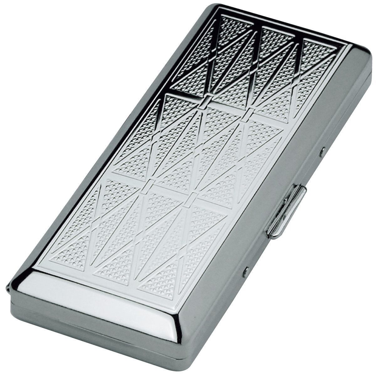 Tsubota Pearl 1-96423-81 Tobacco Case, Long Size, 3.9 inches (100 mm), Holds 10 Pieces, Slim, Nickel Pattern, Silver