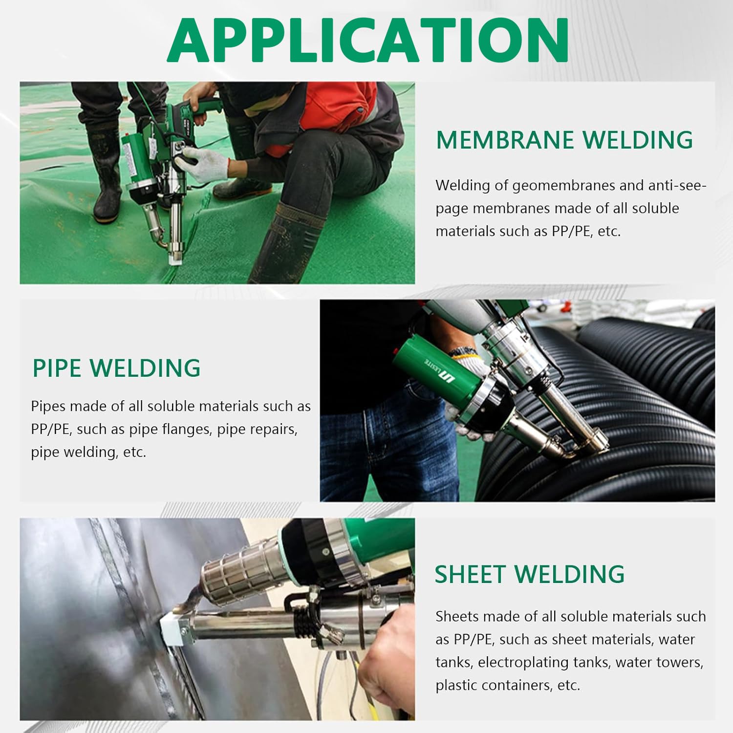 Extrusora de soldadura de plástico portátil de 1600 W, pistola de extrusión de aire caliente, pistola de soldadura de plástico, extrusora de soldadura para soldadura de láminas de PVC, HDPE y PP