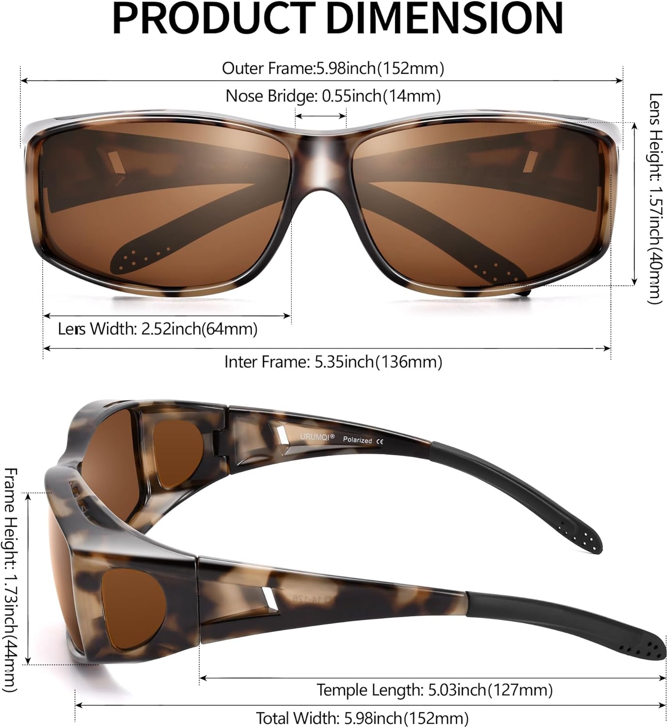 URUMQI Polarized Sunglasses Fit Over Glasses for Men Women, Wrap-around Driving Sunglasses 100% UV Protection - Image 3