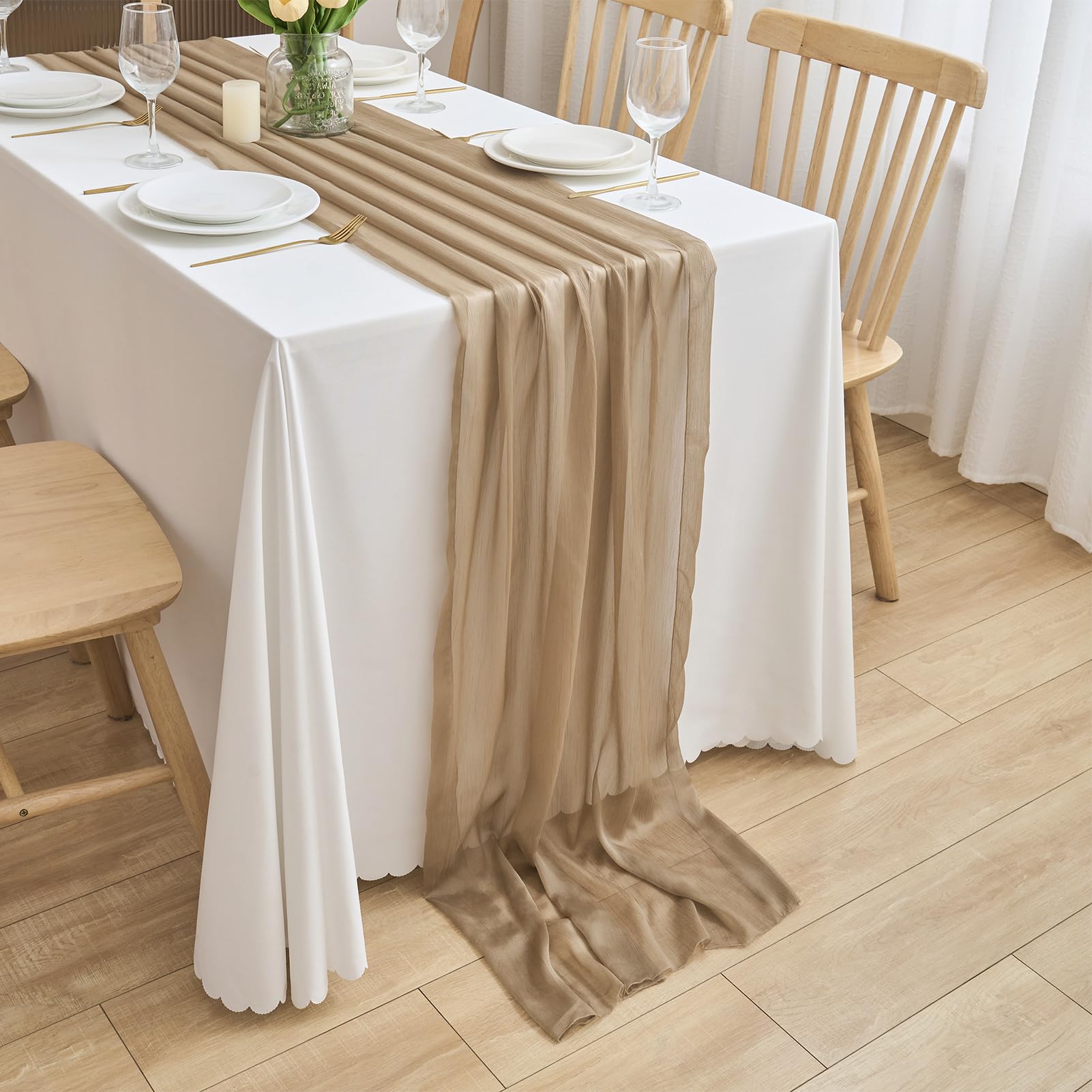 CHUQING Chiffon Tischläufer Hochzeit Stoff Tüll Table Runner 70 cm Tischläufer