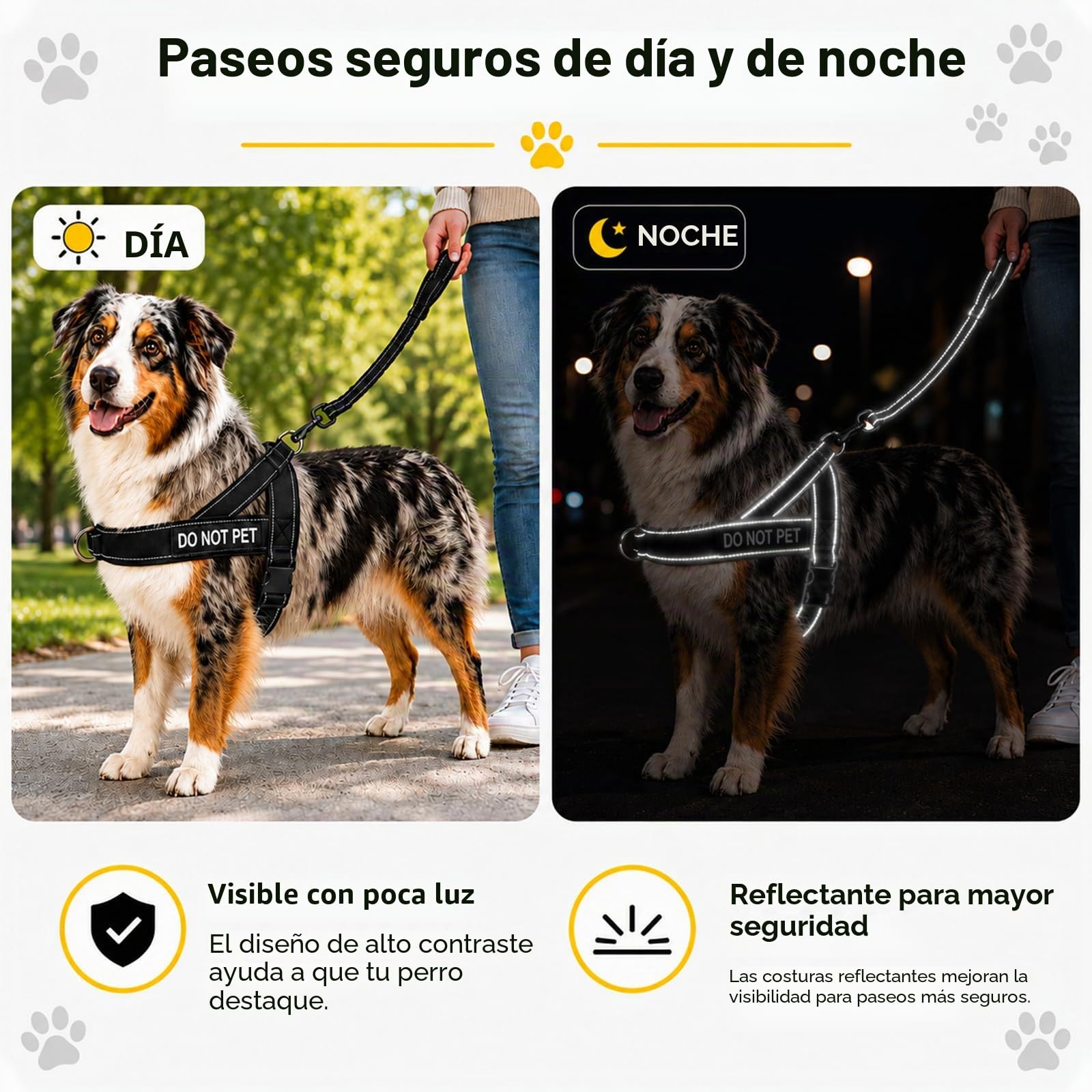 Arnes Perro Grande Mediano, Arnés Antitirones con Correa Incluida, Chaleco Ajustable de Nailon con Anillas Pecho y Espalda, Transpirable Reflectante para Pasear Entrenar Negro Talla L