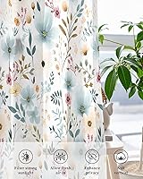 Vista 4 de Cortinas traslúcidas de hojas de flores de 45 pulgadas de largo, juego de 2 paneles de cortinas para cocina, dormitorio, sala de estar, puerta