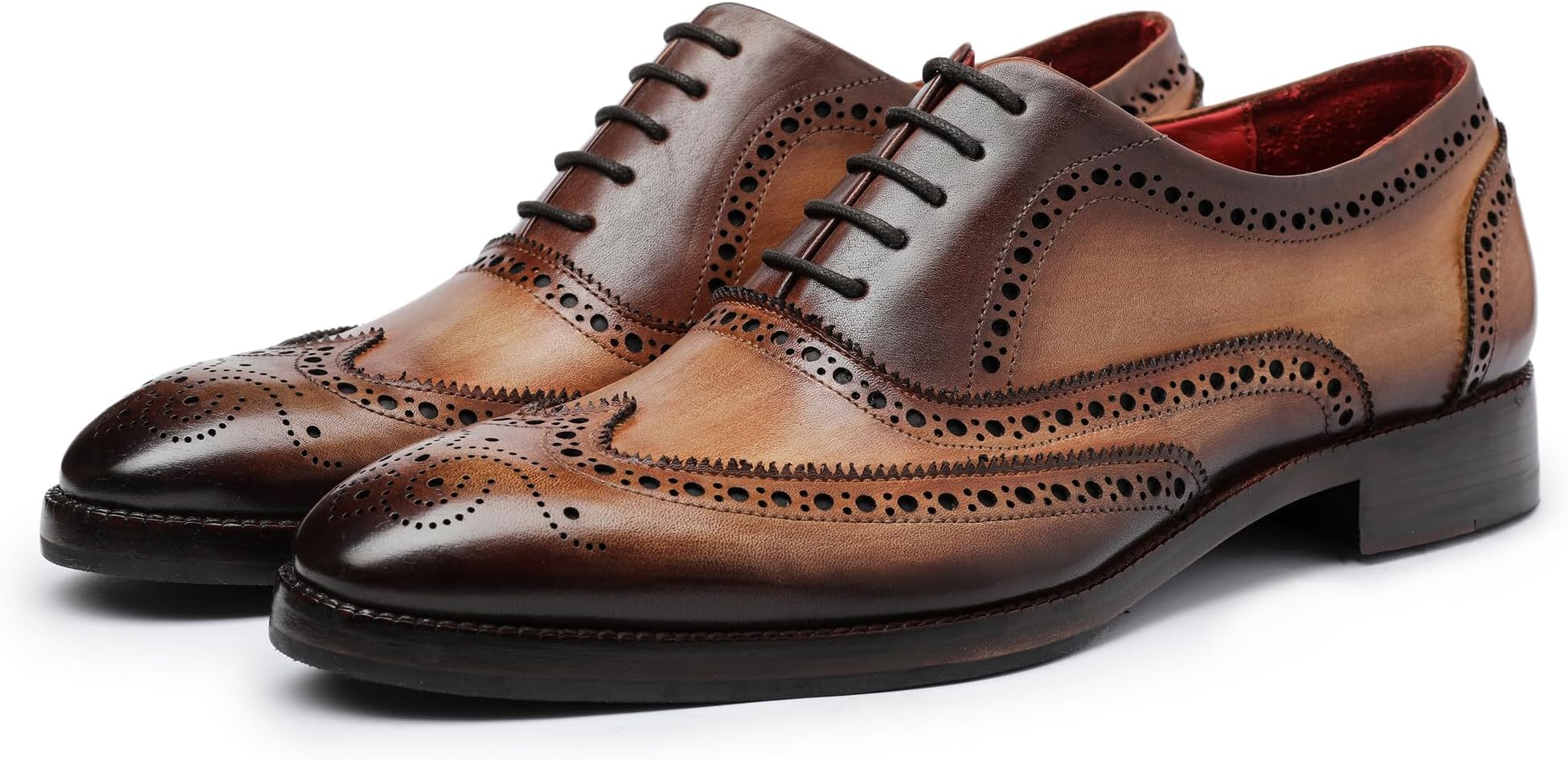 Lethato Wingtip Brogue Oxford Handcrafted Men's Genuine Leather Lace up Dress Shoes