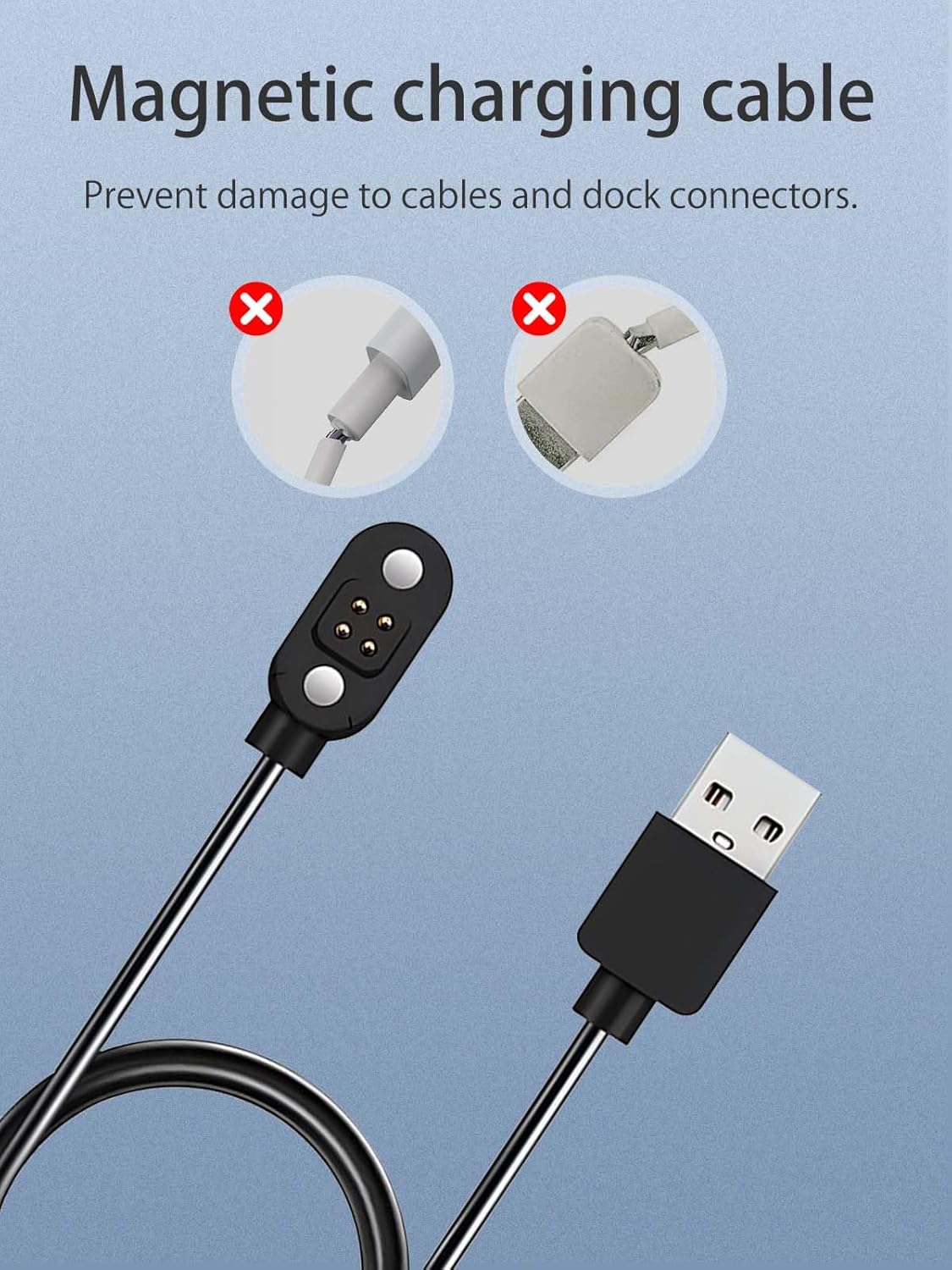Magnetic charging cable preventing damage compared to traditional cables