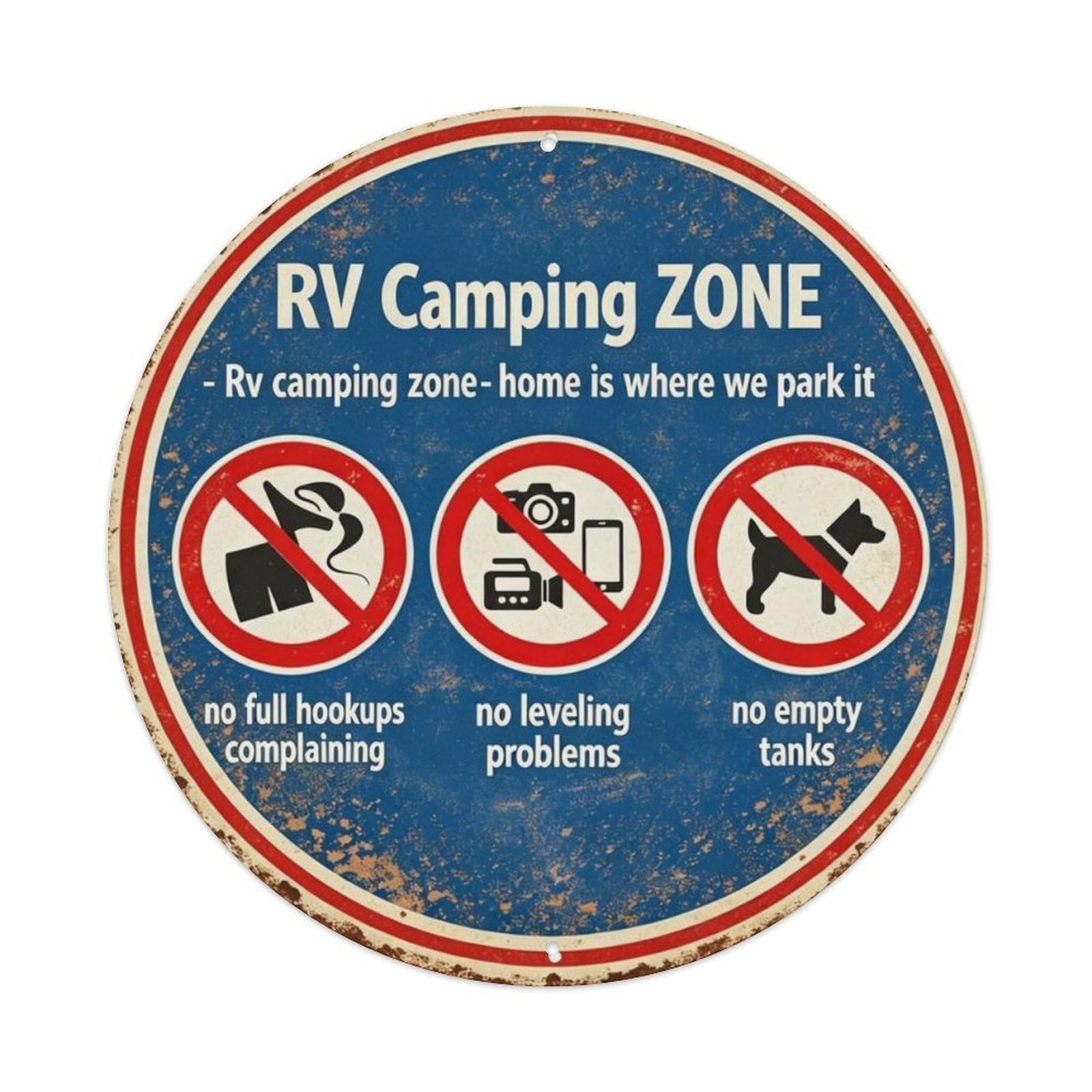 Rv Camping Zone Metal Tin Sign Plaque