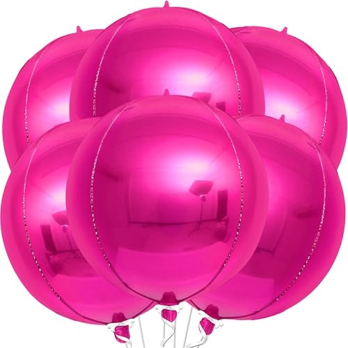 KatchOn, Globos grandes de color rosa intenso, paquete de 6 unidades, 22 pulgadas, globos de Mylar rosa intenso para decoraciones de San Valentín,