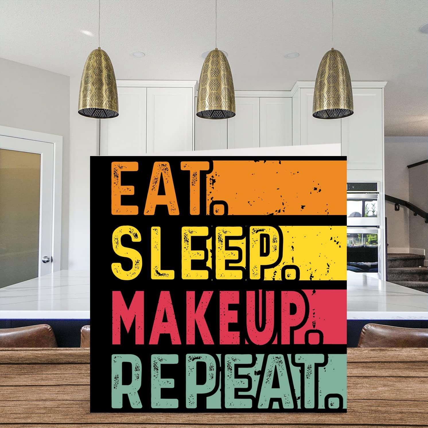 Stuff4 Birthday Card Funny for Her or Him - Eat, Sleep, Makeup, Repeat - Happy Birthday Cards for Beauty Cosmetic Lovers Gifts, 5.7 x 5.7 Inch Birthday Greeting Cards for All Occasions Kids or Adult