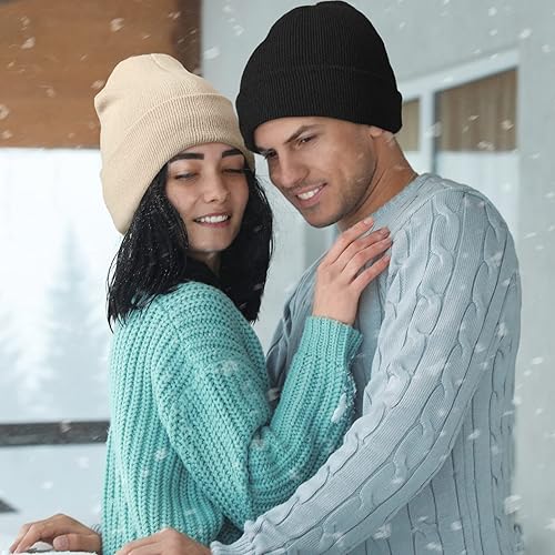 Miniatura 10 de Eurzom Gorro de invierno con forro de satén para invierno 3 unidades con puños cálidos lisos de satén para invierno con forro para hombres mujeres