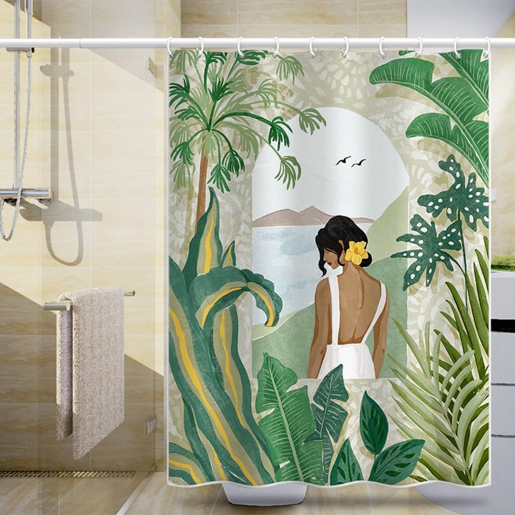 Shower Liner Shower Curtain Shower Curtain Waterproof Thickened Shower Curtain Bathroom Bathroom Decorative Partition Curtain with Hook Suitable for Bathroom (Size : W80xH180cm) ()