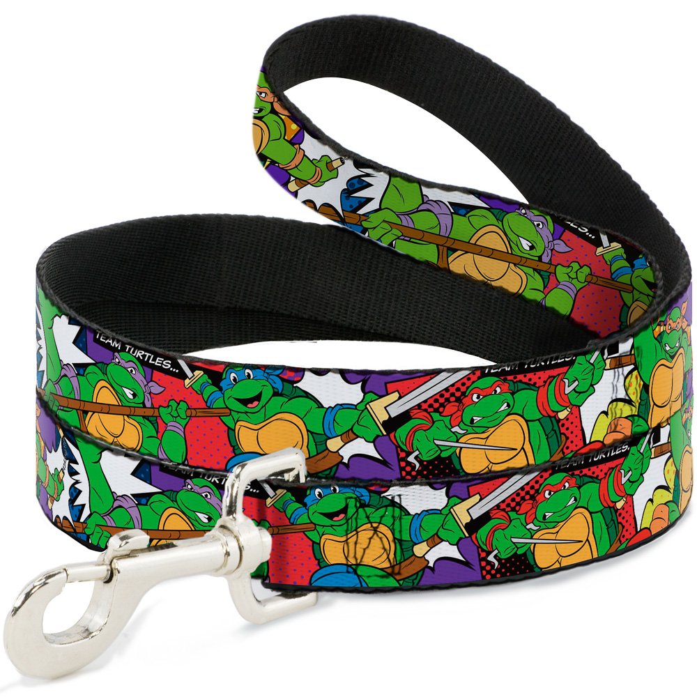 Laisse TMNT Buckle Down 6 pieds pour chien qui tire sangle nylon anti-usure