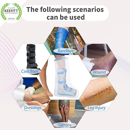 Miniatura 6 de KT2103-WL - Fundas impermeables para piernas para ducha extra grandes, protector de ducha hermético para cirugía de pies, adultos de talla grande,