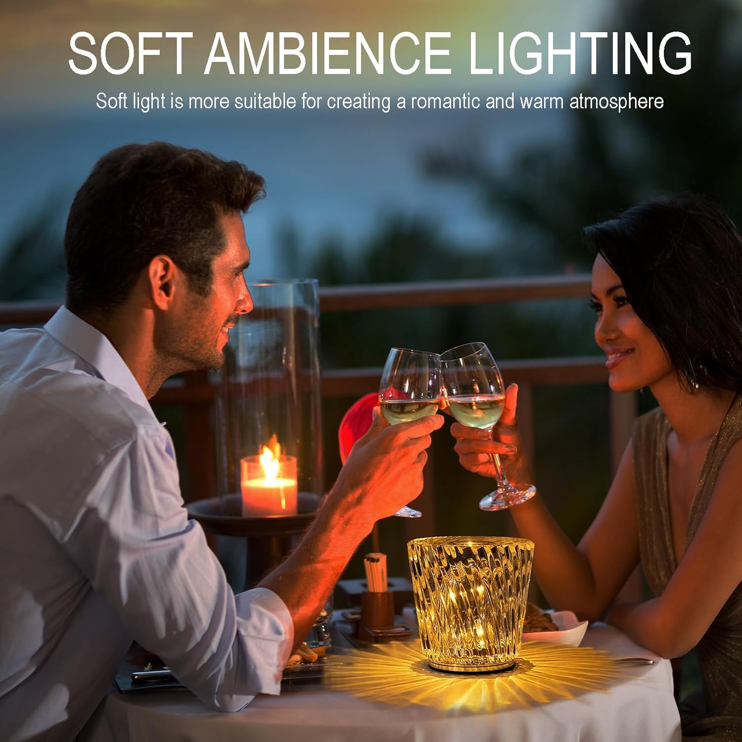 Crystal Diamond Table Lamp USB Charging Touch Lamp K9 Crystal Table Lamp with 3 Color, Diamond Lamp for Nightstand Bedroom Livng Room Decor Christmas Gifts (Style C, 3 Color)