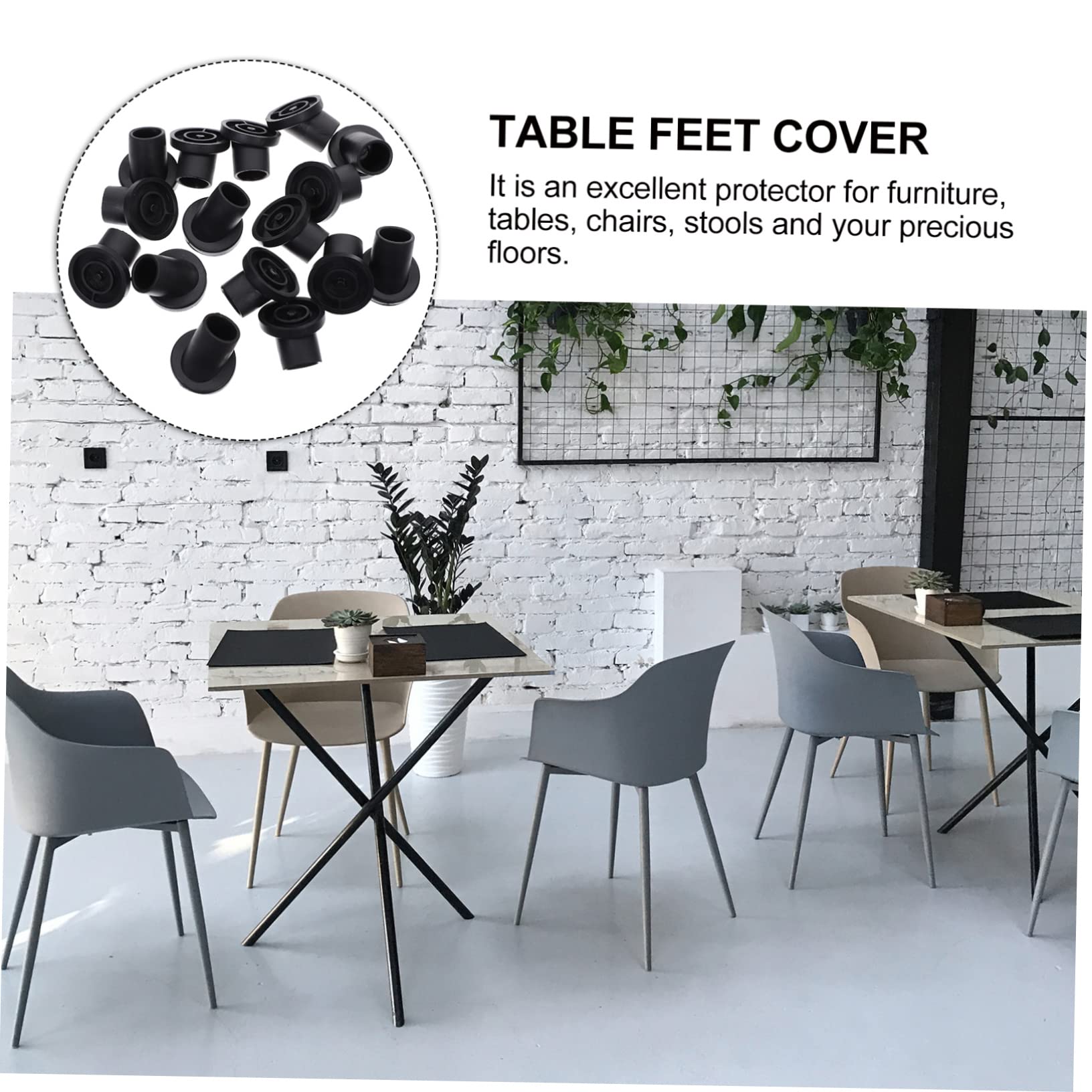 Stuhlbeinschoner 20 Stück mit Geneigtem Design aus Schwarzem PVC