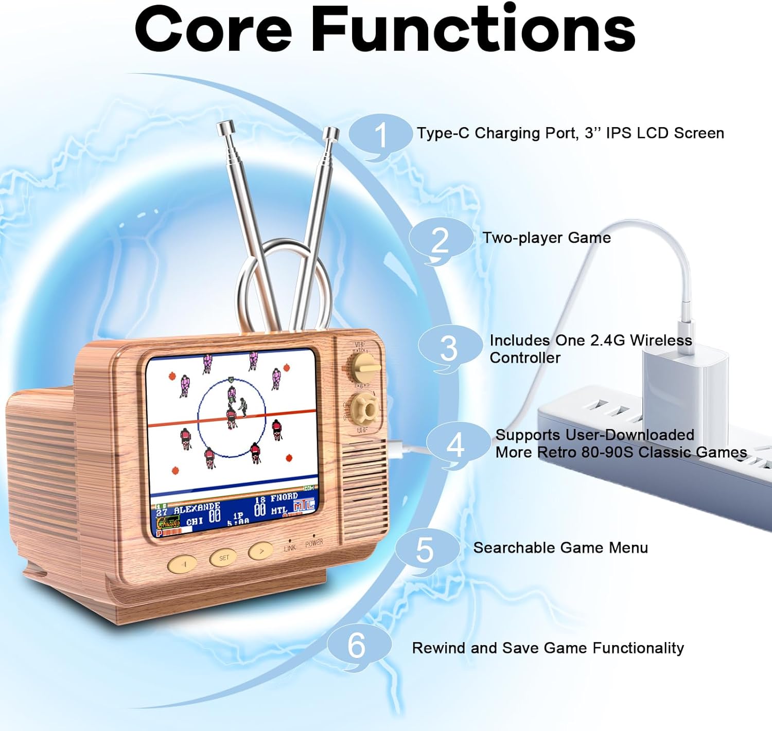 Mini TV Retro Handheld Game Console -42 JALECO Licensed Classic Games, Portable Gaming Toy with TF Card to Expand 80s 90s Games, Support Two Players & Game Save, Ideal Gift for Boys Girls 3 71KAaRc9TGL. AC SL1500