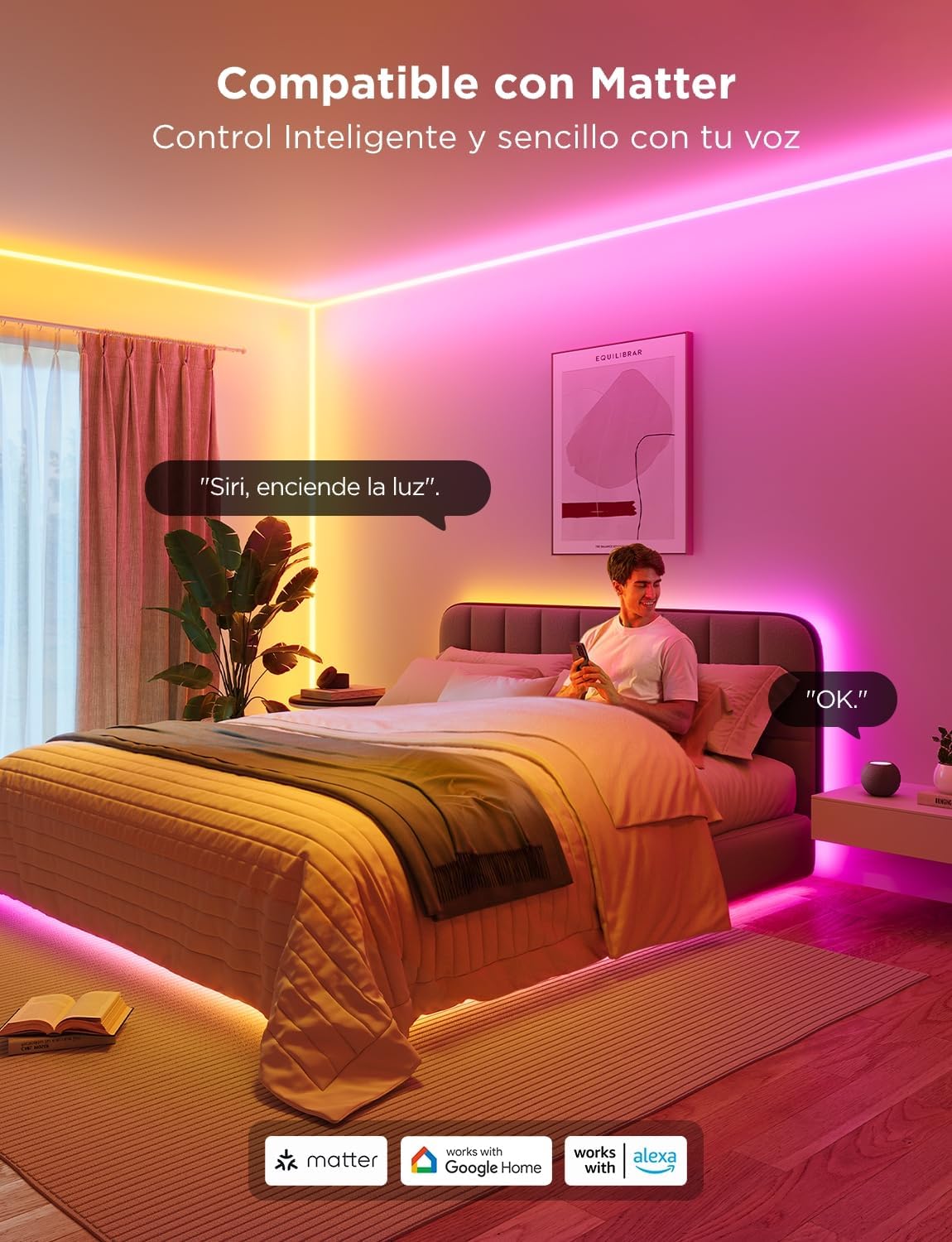 Govee Neon Tira LED para Cenefa, 3M RGBIC Luces LED de Luz para Líneas | Compatible con Matter, Sinc de Música, Cortable, para Sala de estar, Sala de Juegos, Dormitorio, Corredor