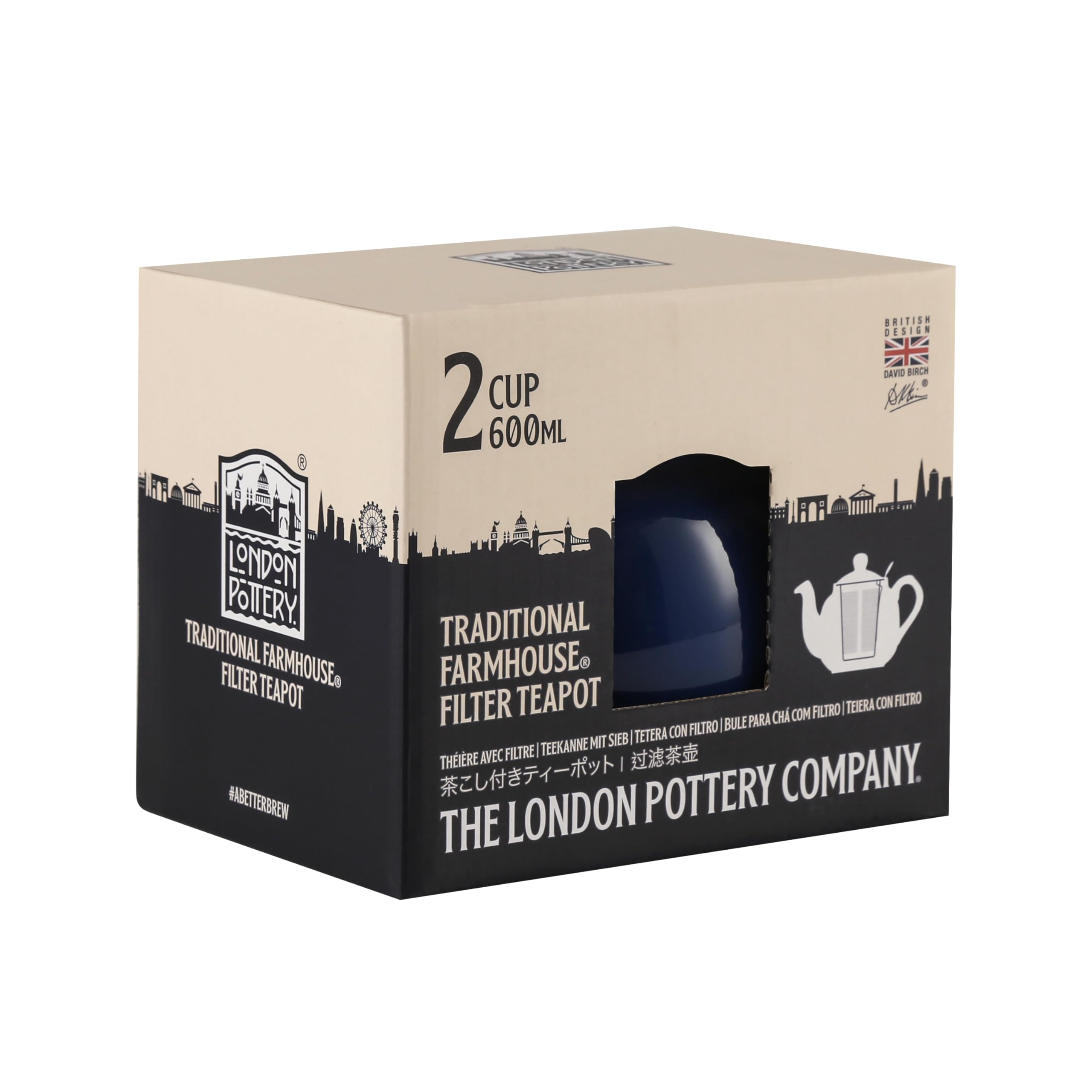 London Pottery Théière rustique avec infuseur, en céramique, bleu France, 2 tasses (600 ml)