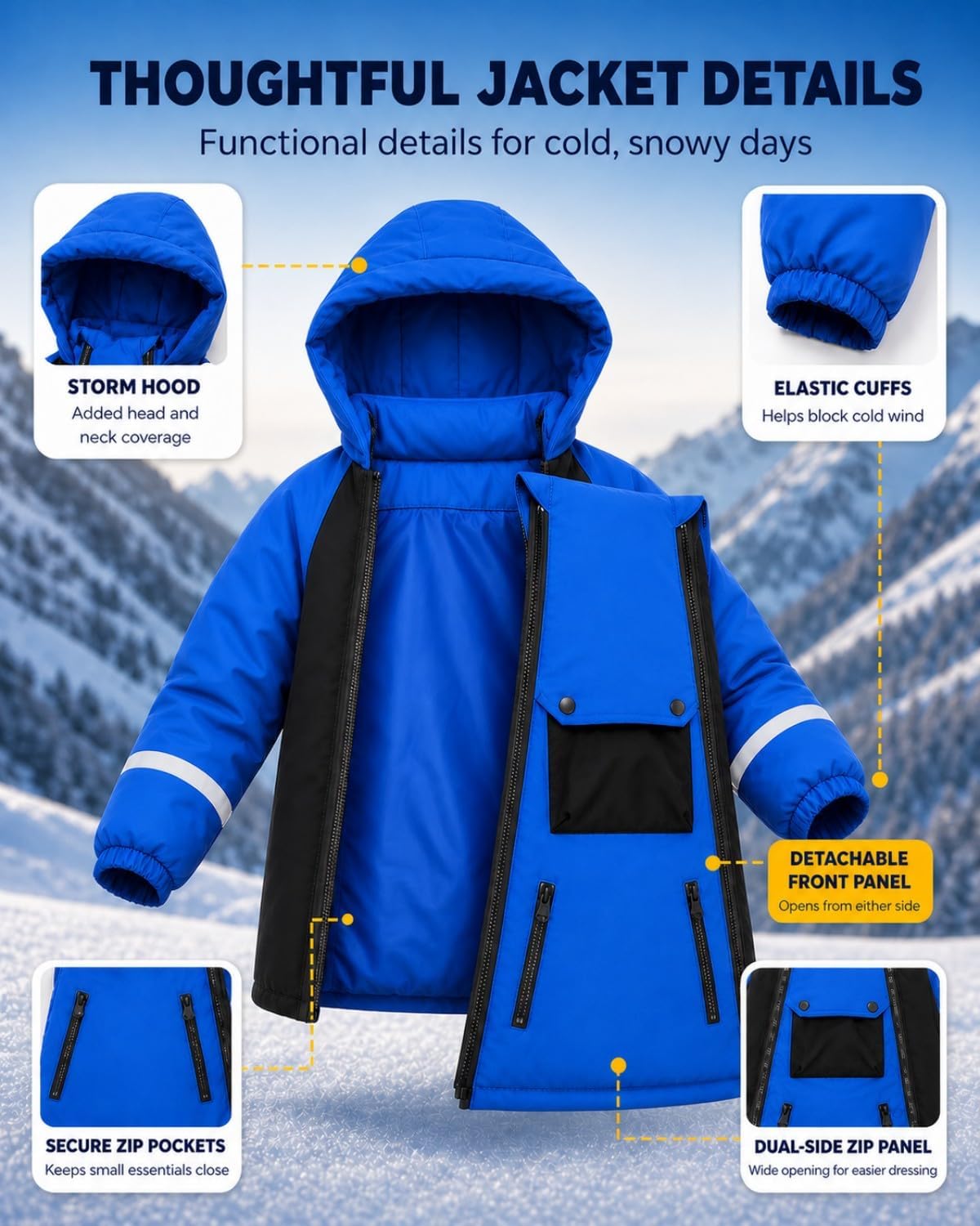 DivingBirds 2-Piece Snowsuit with Jacket & Bib Pants, Boys & Girls 3-14Y