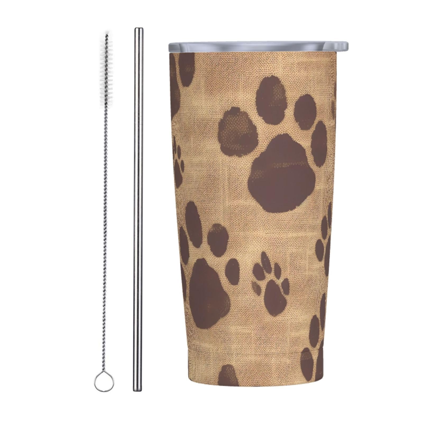 Gobelet de voyage isotherme en acier 591ml avec paille à motifs pattes