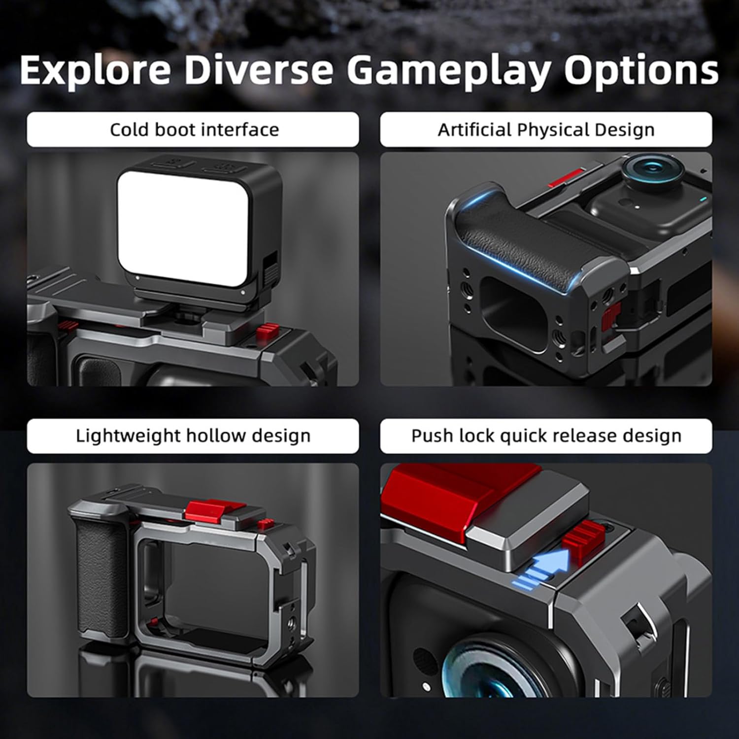 Street Grip Kit with Metal Rabbit Cage for Insta360 GO Ultra Camera Accessories, Camera Cage Grip Holder Set with Cold Shoe for Video, Light, Microphone