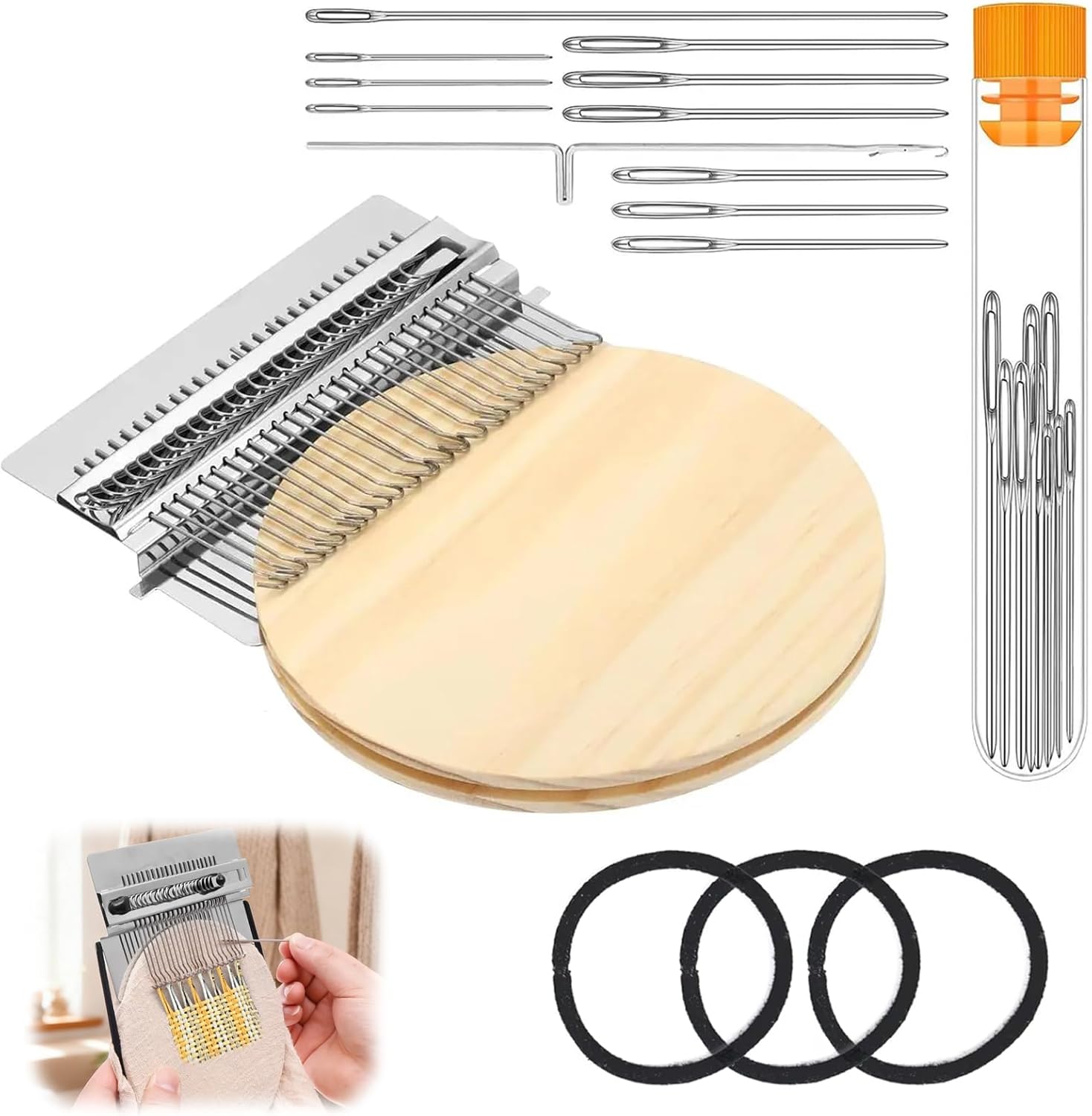 Sendoger 28 Hook Darning Loom Kit for Visible Mending, Large Weaving Repair Tool Set for Detailed Patches, Sweaters and Clothing Repair