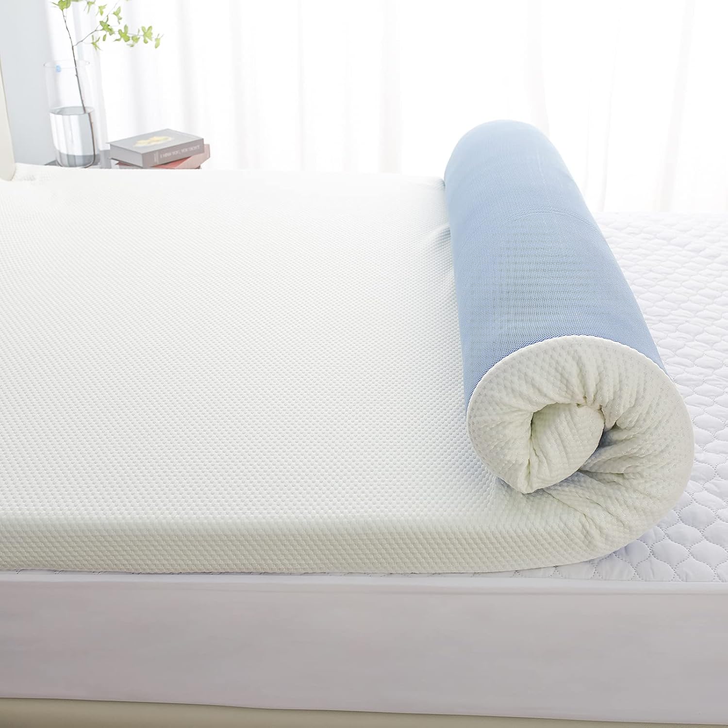 3 Inch Memory Foam Mattress Topper Pad Queen Size Bed Topper, Cooling Gel-Infused Foam Mattress Topper for Bed, Soft Mattress Topper Pad with Removable Washable Cover, Oeko-Tex Certified Foam
