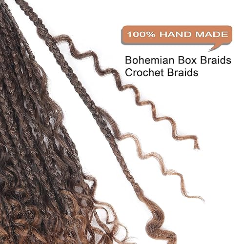 Miniatura 5 de Goddess - Trenzas de ganchillo con extremos rizados, trenzas bohemias de 8 pulgadas, paquete de 8 paquetes de 3 trenzas de ganchillo, extensiones de