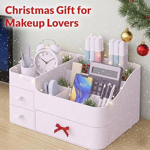 Miniatura 5 de Organizador de Maquillaje para Tocador – Caja Grande de Almacenamiento de Cosméticos con Cajones y Compartimentos para Brochas, Lápices Labiales y