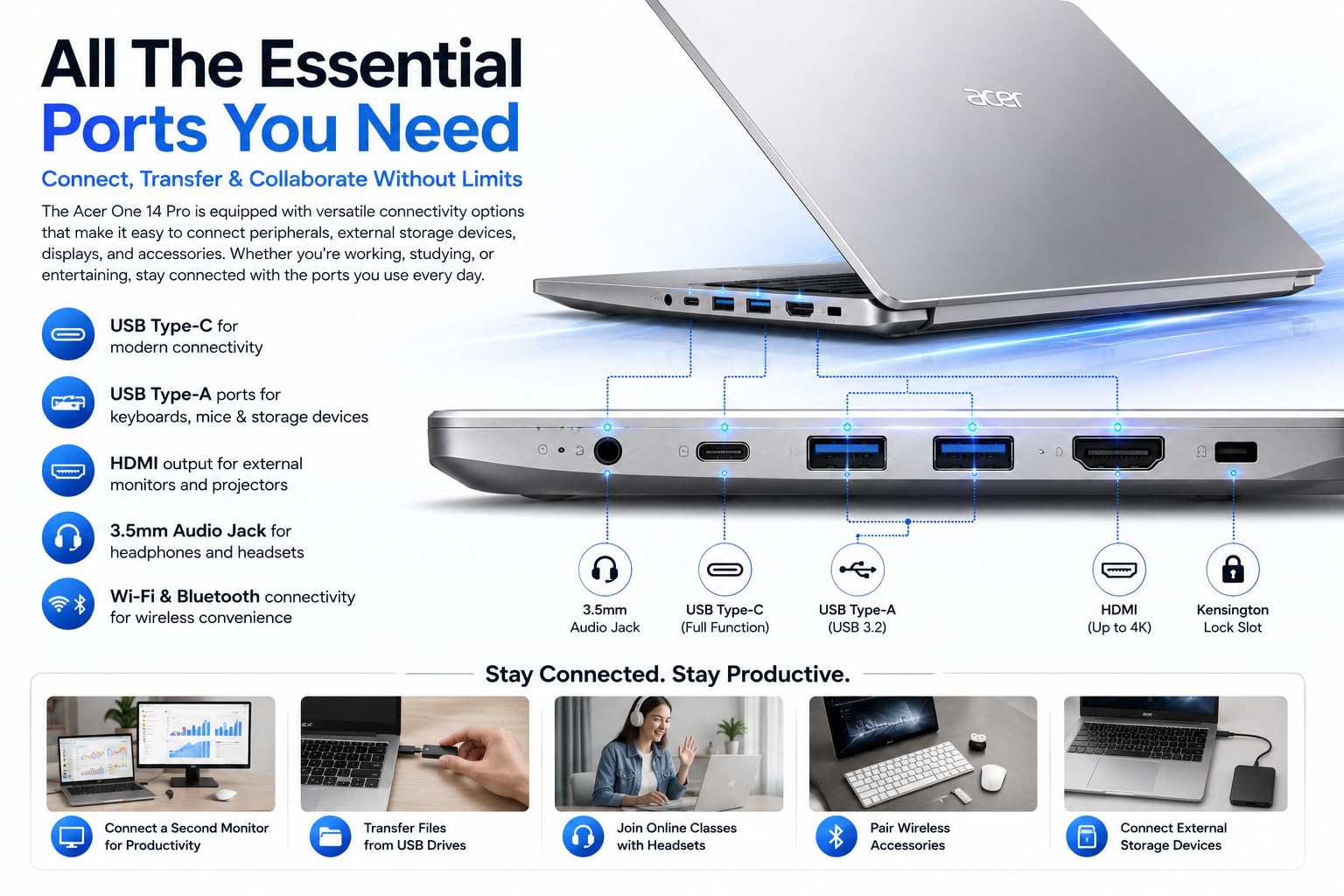 Acer One 14 Laptop Z14-55M | 14" HD Display | AMD Ryzen 3 7320U — Amazon image 7