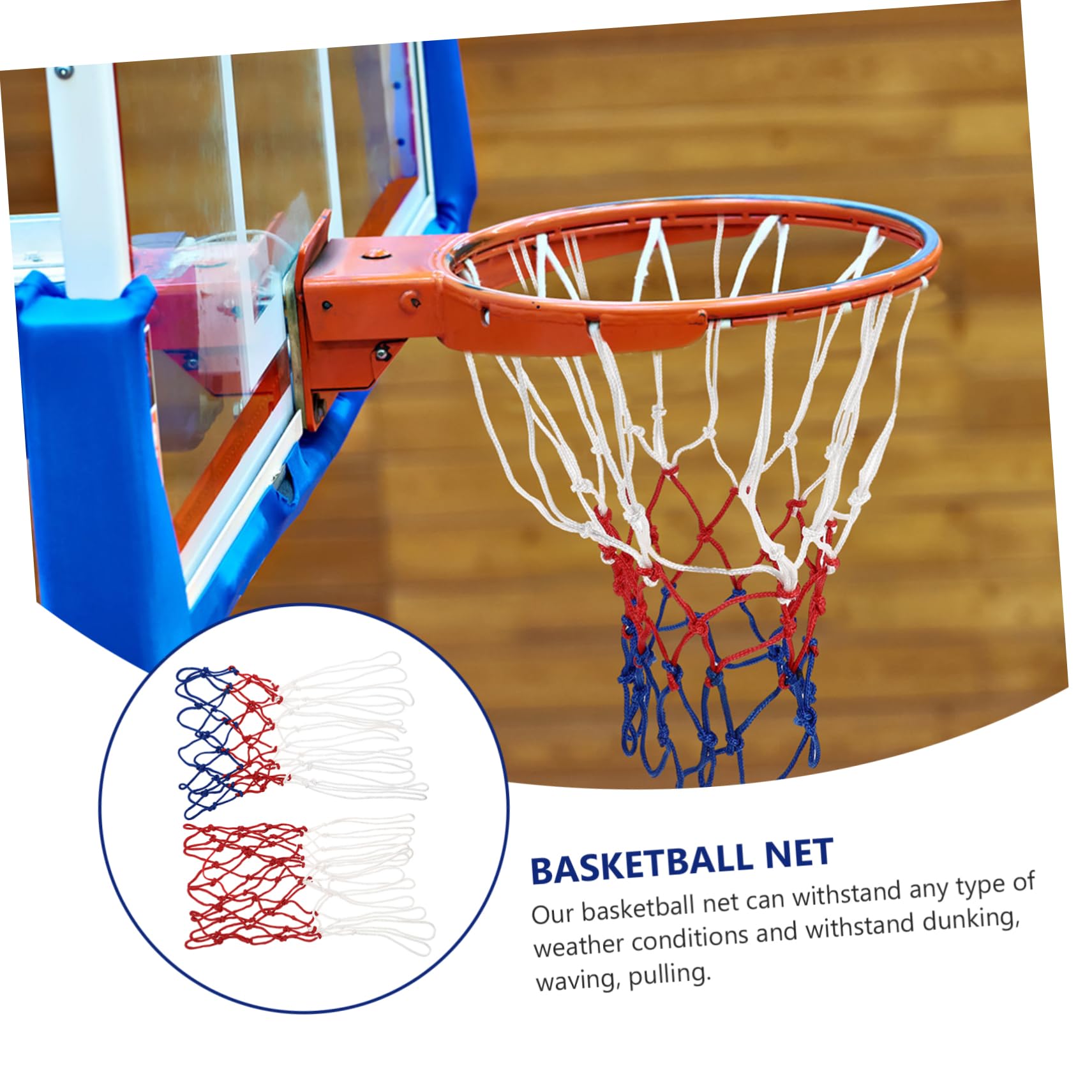 Gogogmee 2 Pack Basketball h Hoop Net Polyester Ball Mesh Professional Competition Supplies Blue