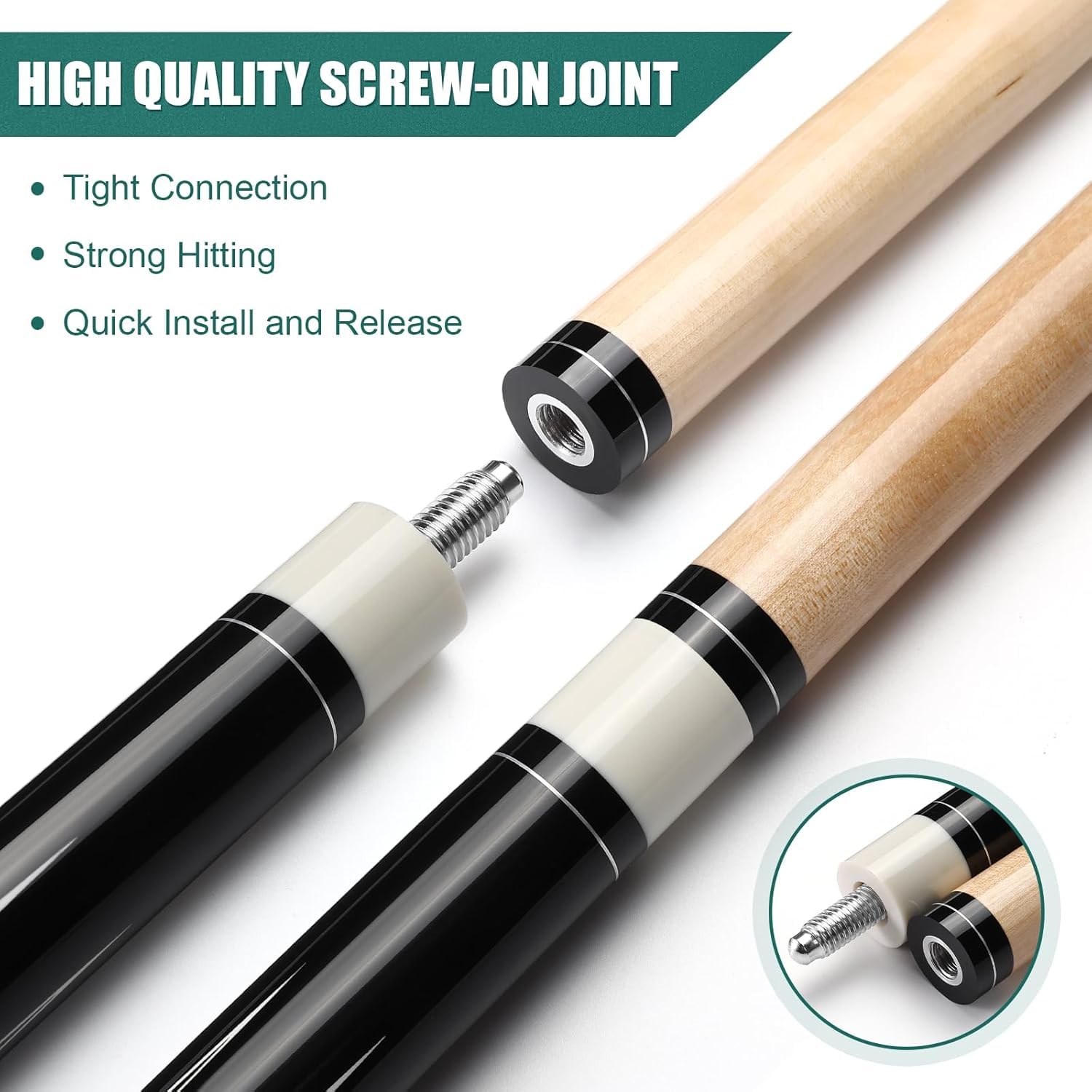 Stecca da Biliardo 58 Pollici Hardwood Pool Cue 13 mm Punte per Professionisti