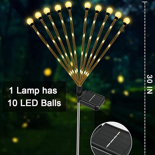 Miniatura 2 de Luces solares mejoradas para jardín con 10 lámparas LED, luces de luciérnaga alimentadas por energía solar, luces de paisajismo al aire libre