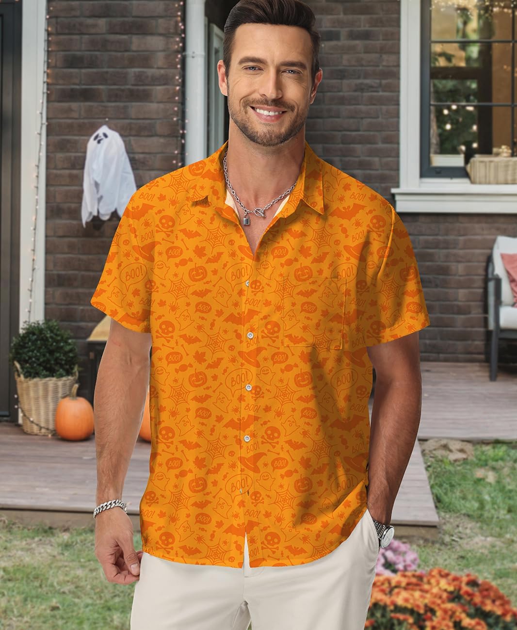 KYKU Funky Hawaiian Shirt for Men Palm Beach Shirts Tropical Vacation Clothes thumbnail