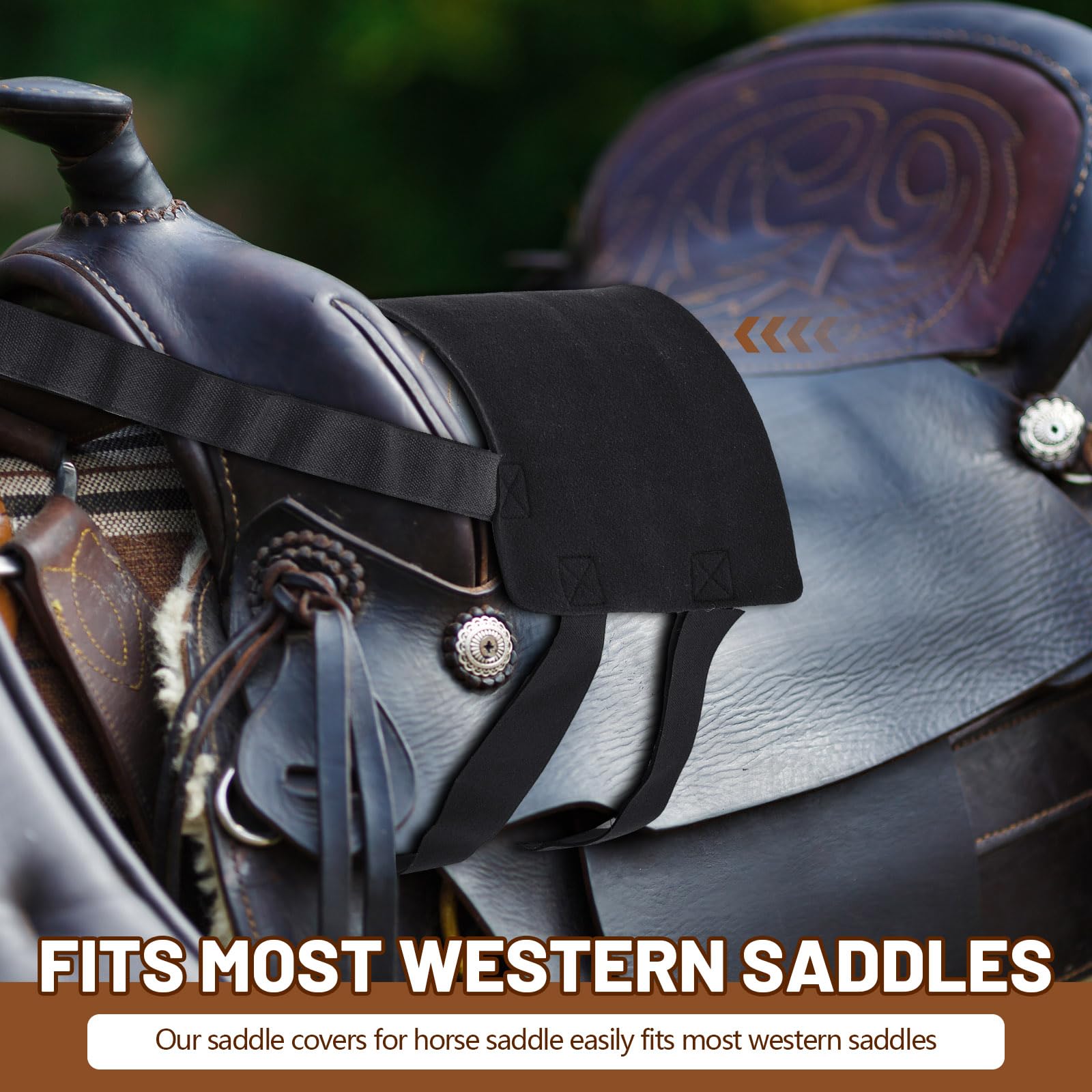 Dansydaisy Western - Funda de asiento antideslizante para sillín de caballo con 2 bandas elásticas ajustables para las piernas, accesorios de equitación