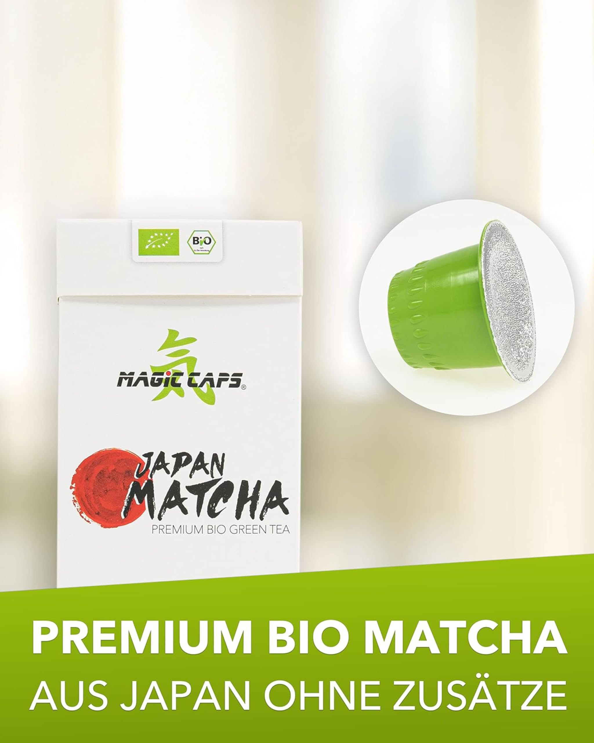 MatchaMagic Bio Matcha Tee Caps - 3x 10 Stück Grüner Matcha Teekapseln - Japanisches Matcha Pulver für Kapselmaschinen (3 x 10 Kapseln)