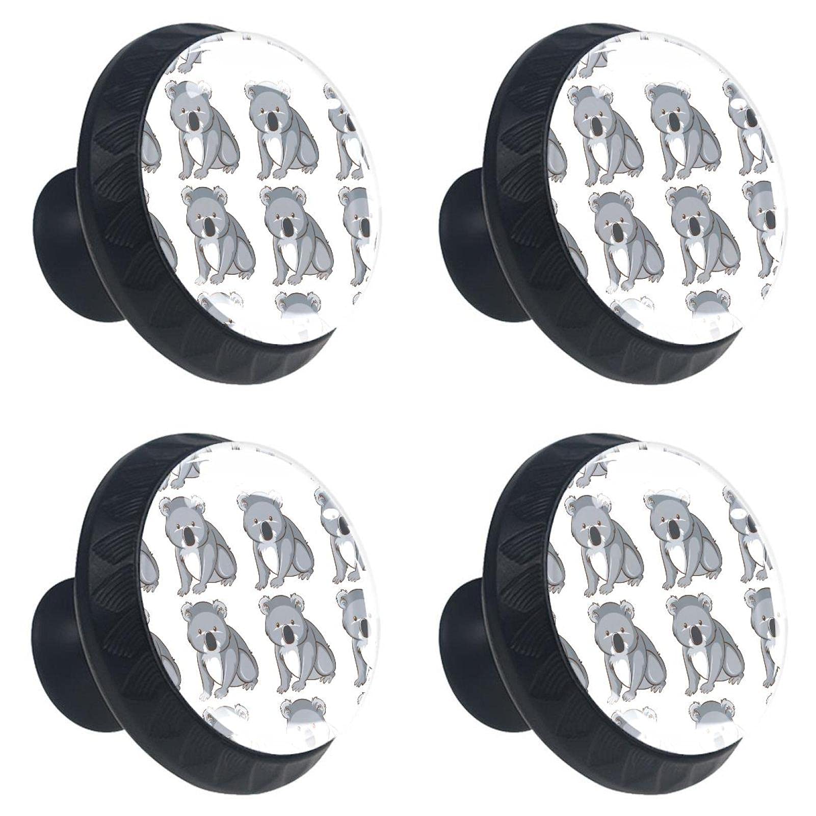 Bouton de porte koala pour placard et tiroir - Lot de 4 poignées mignonnes en relief