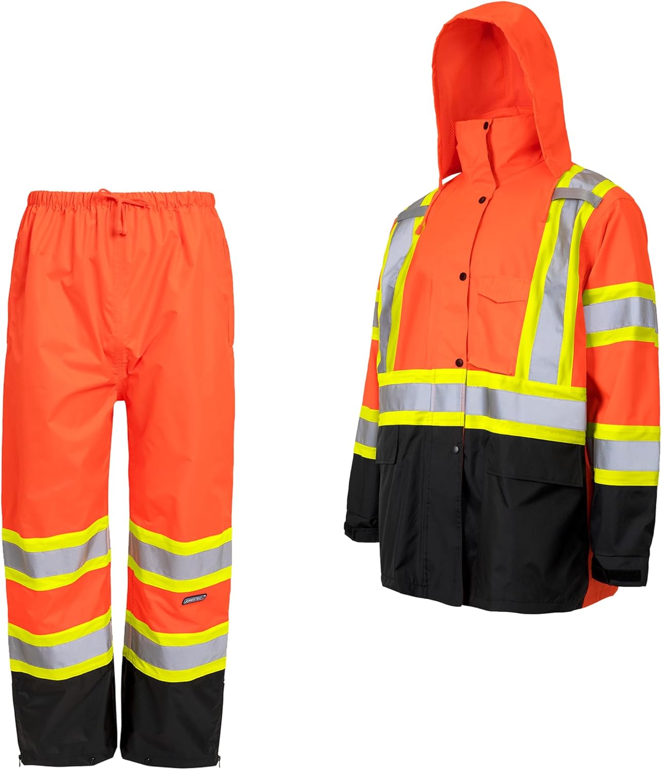 JORESTECH Ultimate All-Weather Safety Orange Raincoat Kit: ANSI Compliant Safety Work Raincoat and Pants, Waterproof