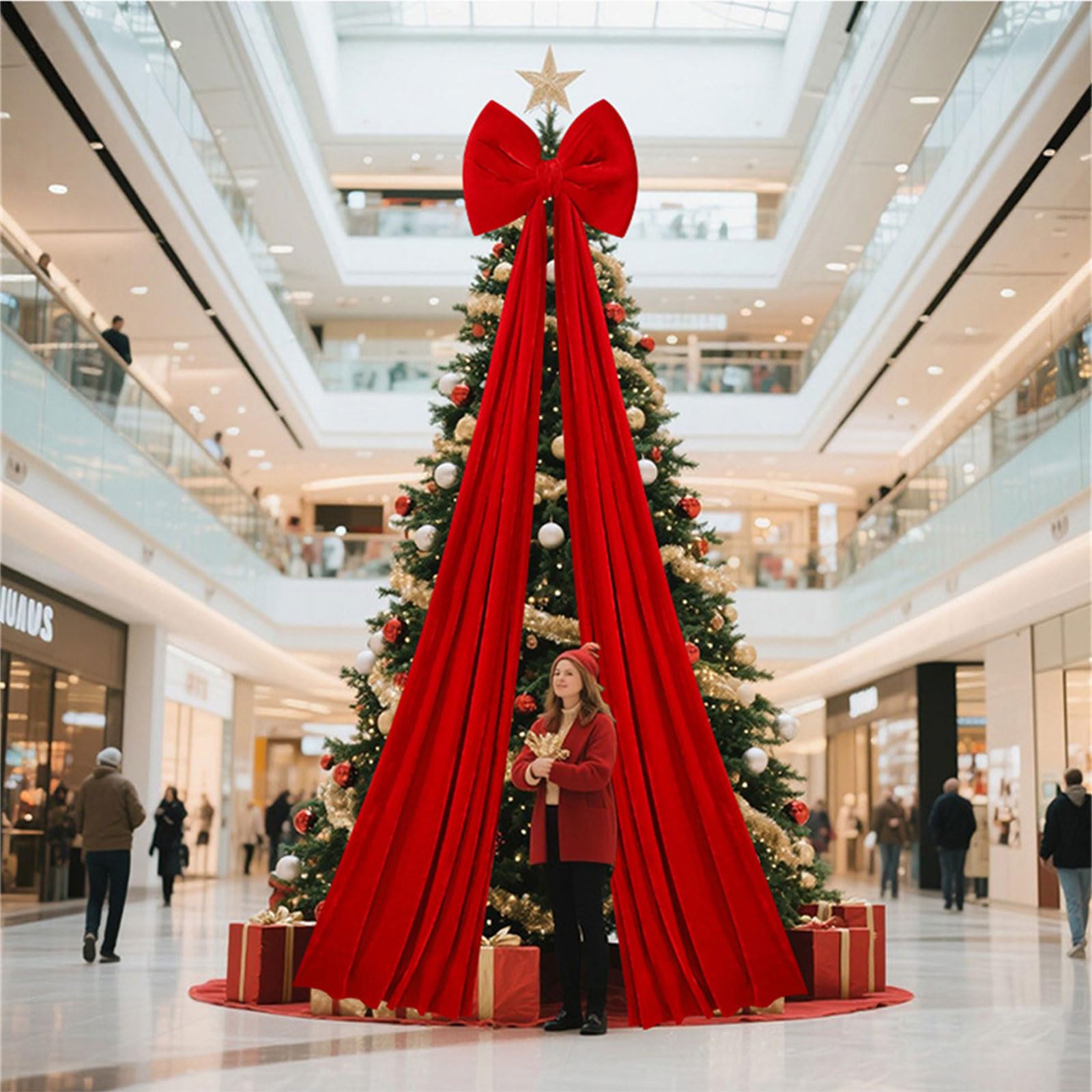 Weihnachtsschleife zum Aufhängen, große Schleifen, Baumschmuck für Zuhause, Party, Innen- und Außenbereich, Schleifen-Ornament