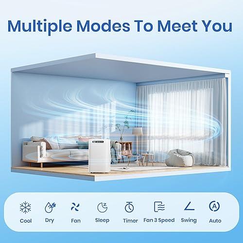 Miniatura 4 de Aire acondicionado portátil de 14000 BTU para refrigeración de habitaciones de hasta 700 pies cuadrados, unidad de CA portátil silenciosa 3 en 1 con