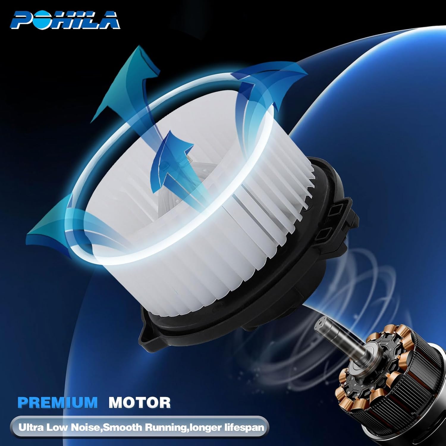 AC Blower Motor with Fan Fits for Toyota Tacoma 1995 1996 1997 1998 1999 2000 2001 2002 2003 2004 Echo, HVAC Plastic Heater Blower Motor Replace# 700059, 8710352060, 8710304030