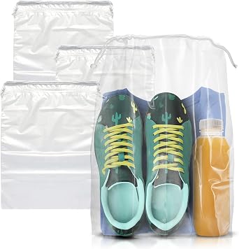 APQ Supply Clear Drawstring Bags, 2 Mil LDPE Storage Bags with Cotton Cord, Inventory Organization and Small Parts Storage