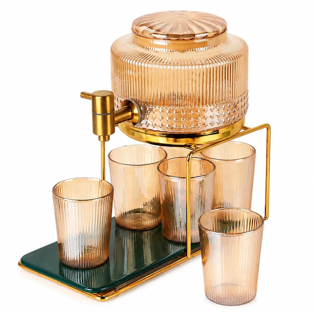 MagiDeal Dispensador de Bebidas Jarra Contenedor Recipiente con Grifo Integrado en Vidrio Borosilicato Resistente, Transparente con grifo de acero inoxidable, Transparente, 2500ml
