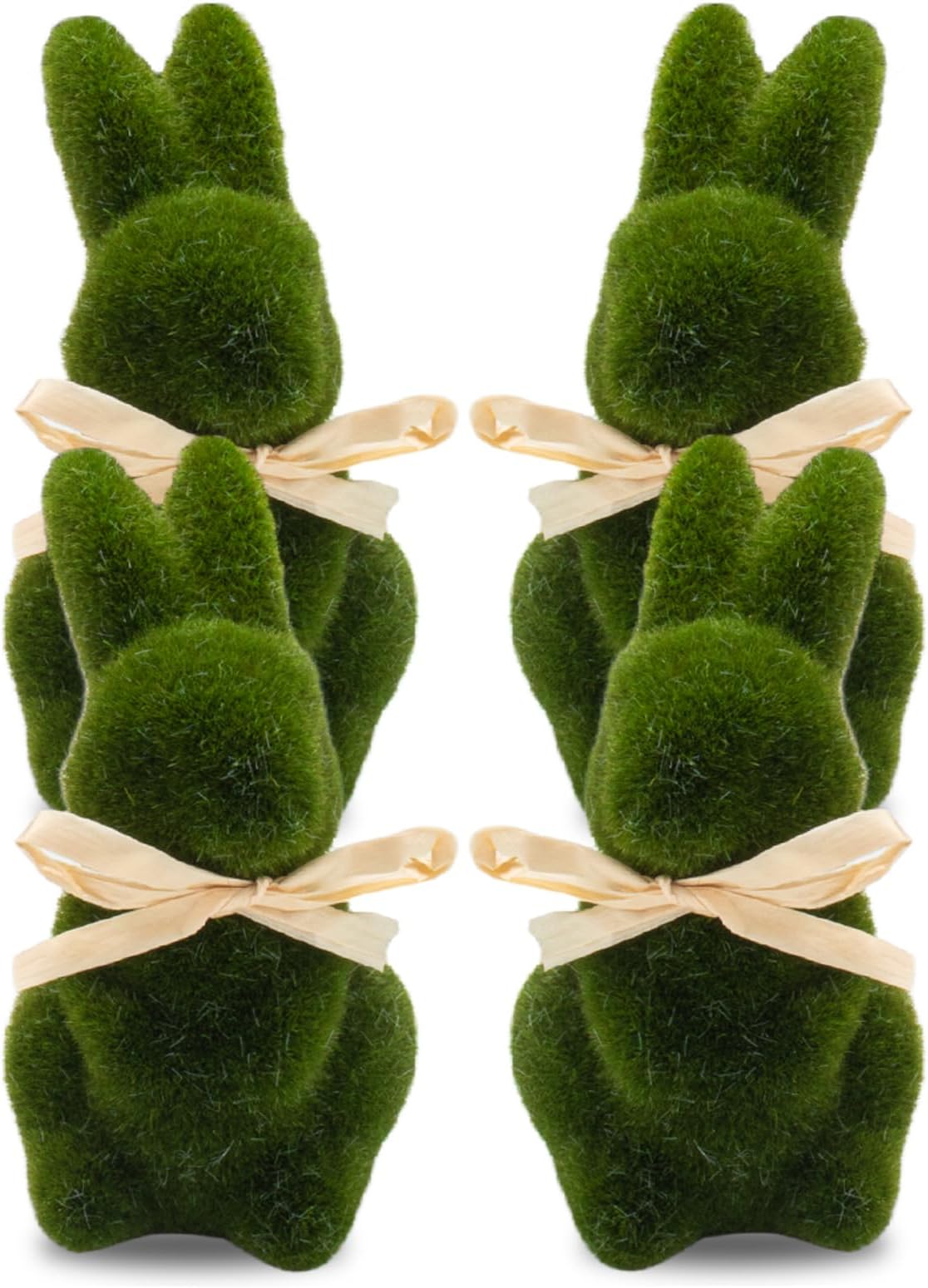 4 PCS Easter Bunny Figurines for Spring Table Decor Green Moss Bunnies Easter Bunny Decor Green Moss Bunnies for Spring Home Indoor Outdoor Table Decorations