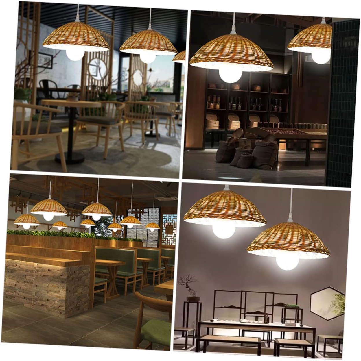 DOITOOL 3pcs Ceiling Lamp Shade Cover Vintage Lampshades for Bedroom Woven Rattan Lampshade Rustic Chandelier Decorations