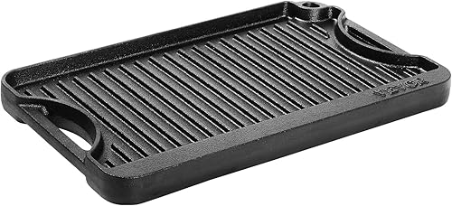 Miniatura 4 de VEVOR Parrillaplancha reversible, plancha de hierro fundido pre-sazonada de 14 x 8.5 pulgadas, sartén rectangular portátil con asa, utensilios