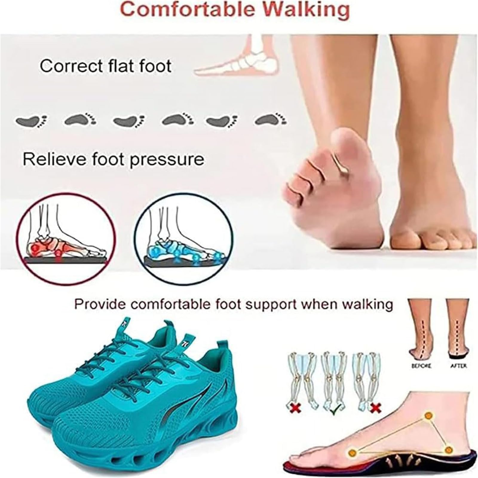 Softsfeels Damen Lindert Fußschmerzen, perfekte Wanderschuhe, Softsfeels Damen Casual Sneakers rutschfeste orthopädische Schuhe