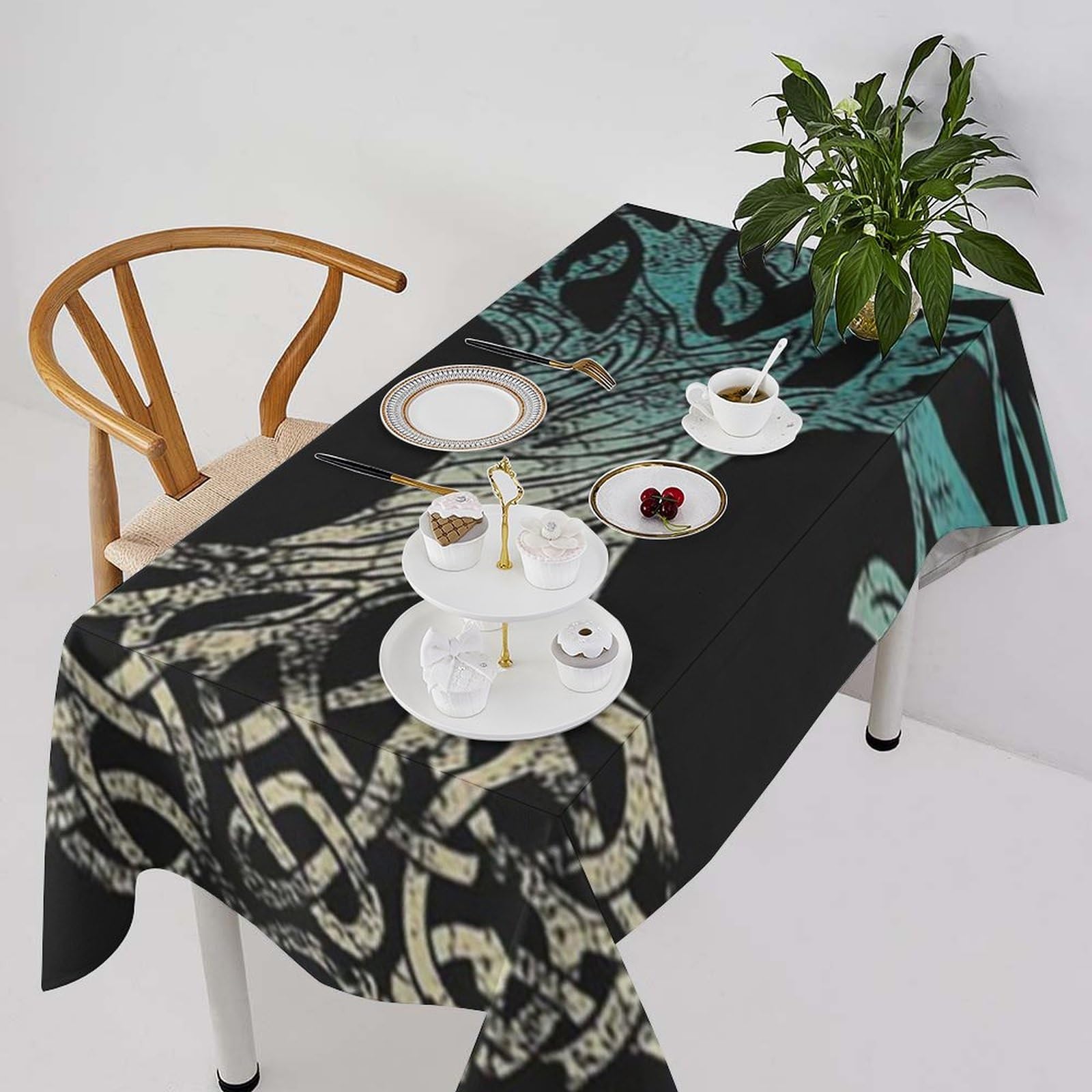 Nappe rectangulaire Viking 3D couverture de table durable cuisine salle à manger style17
