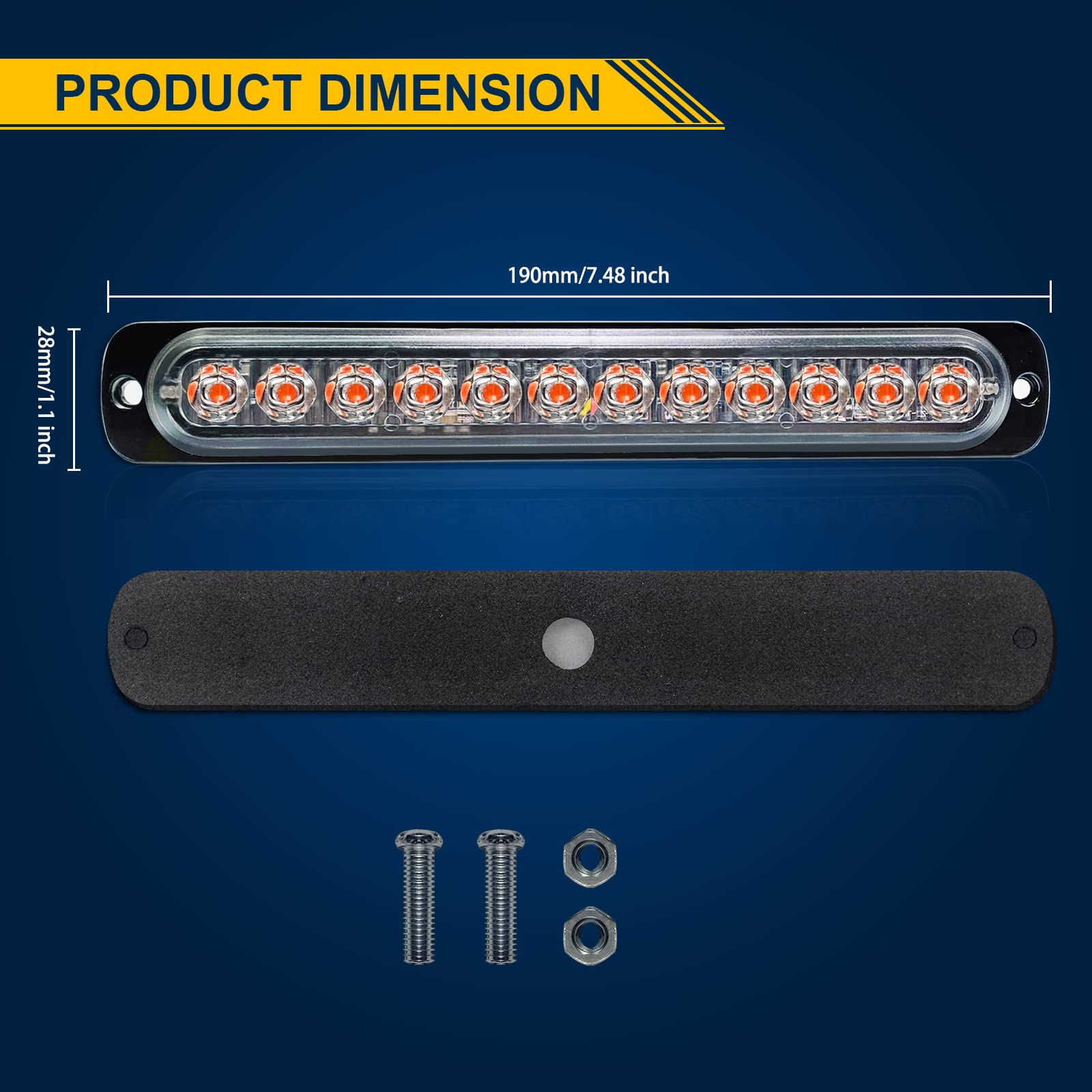 2 Luci Emergenza Amber Sottili 12LED - Stroboscopiche Per Auto, Camion, Moto 12-24V - Foto 6