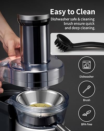 Miniatura 7 de GDOR Máquinas exprimidoras de 1200 W con canal de alimentación más grande de 3.2 pulgadas, jarra de jugo grande de 45 onzas, extractor de jugo
